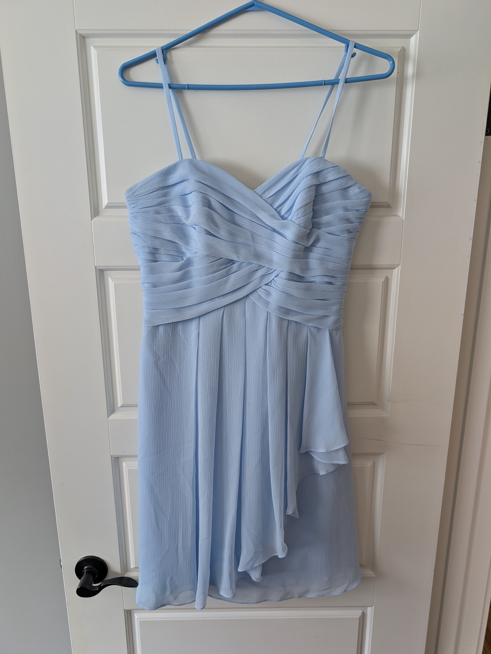Chiffon Crisscross Bodice Bridesmaid Dress Sky Blue Women's Size 6 EUC
